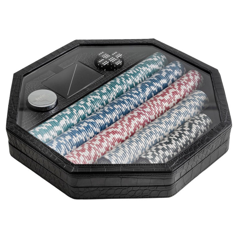Contemporary Black Alligator Poker Game Set For Sale at 1stDibs