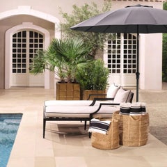 Contemporary Black Aluminum Outdoor Daybed with Sunbrella Upholstery