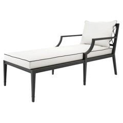 Contemporary Black Aluminum Outdoor Daybed with Sunbrella Upholstery