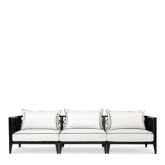 Contemporary Black Aluminum Outdoor Sofa with Sunbrella Canvas Upholstery