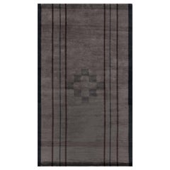 Contemporary Black and Brown Hand Knotted Wool and Silk Rug by Doris Leslie Blau