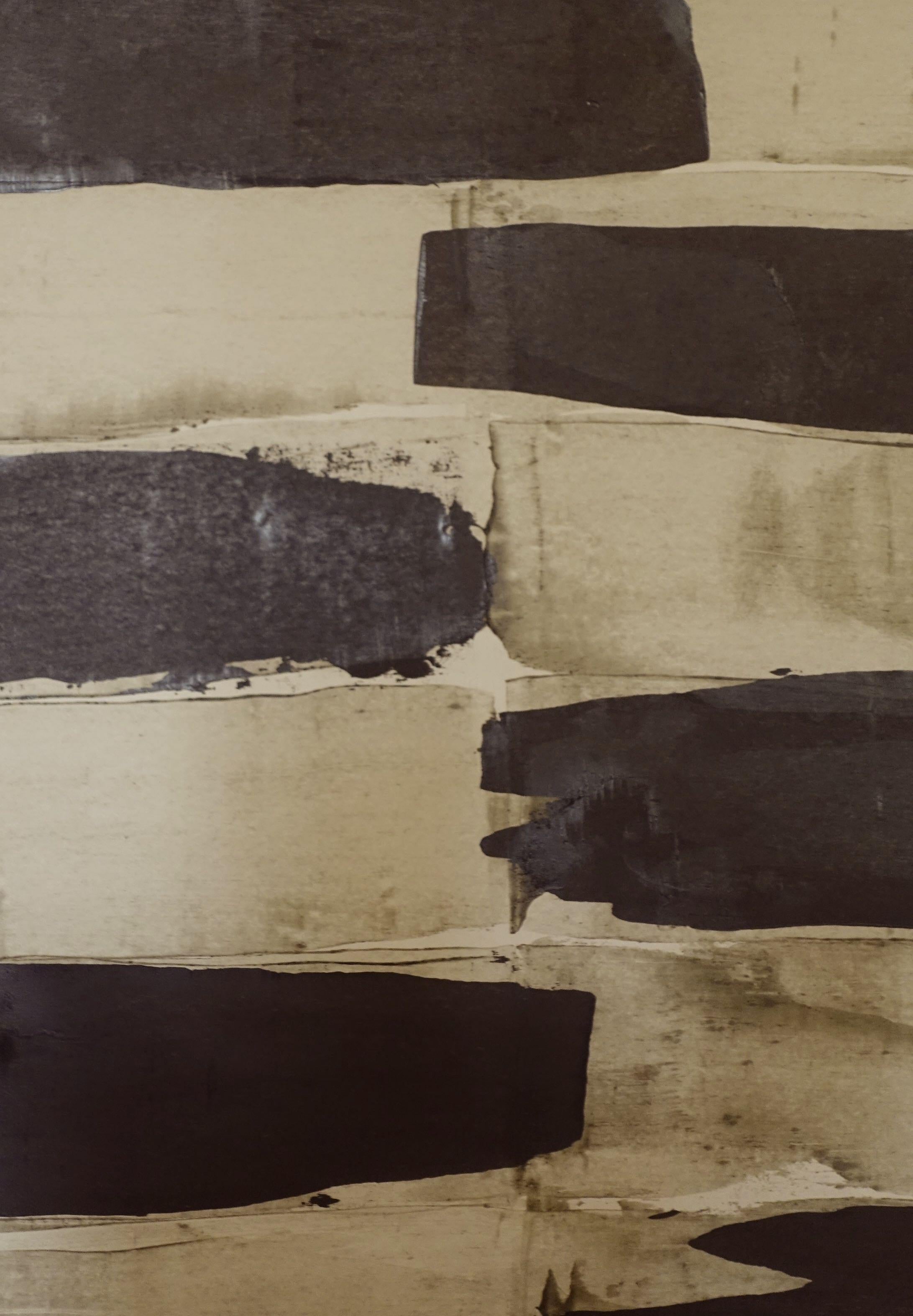 Contemporary Black and Cream Abstract Painting by Artist Louise Cara, France In New Condition In New York, NY