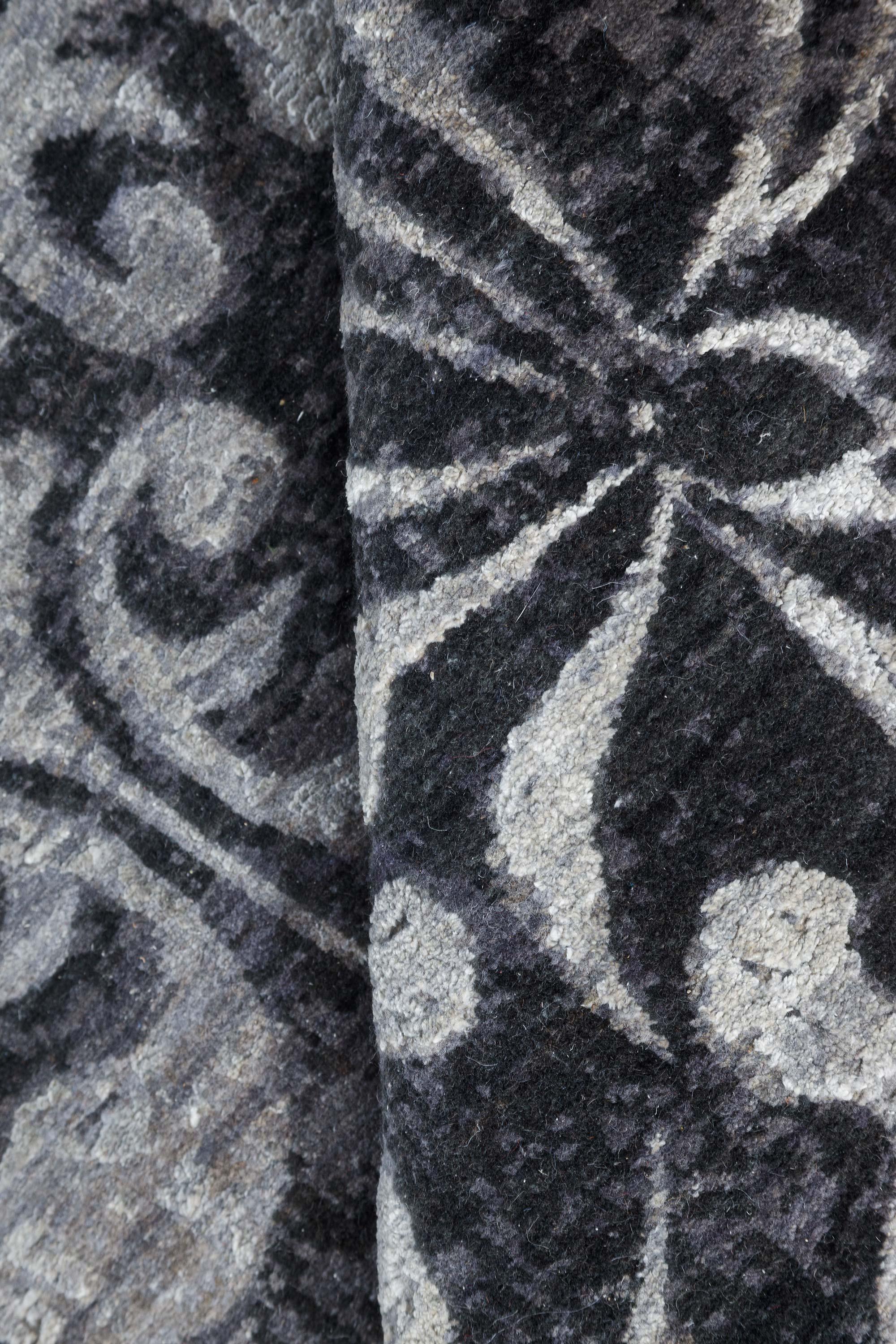 Contemporary black and grey passion flowers rug by Doris Leslie Blau
Size: 8'0