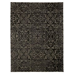 Contemporary Black and Grey Passion Flowers Rug by Doris Leslie Blau