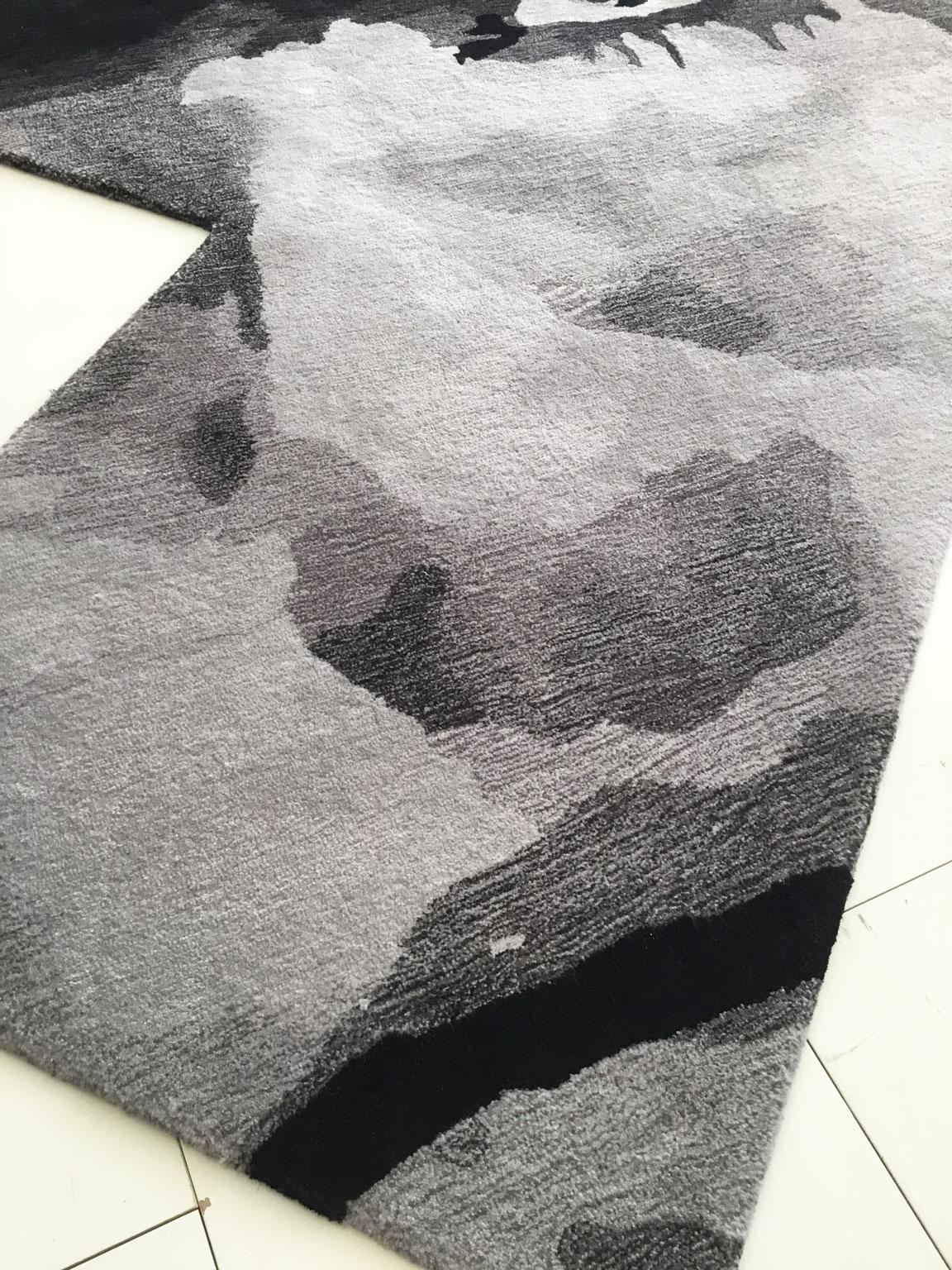 Swedish Contemporary Black and Grey X-Shaped Wool Rug by Henzel Studio