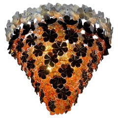 Contemporary Black and Orange Flower Stunning Murano Glass Chandelier