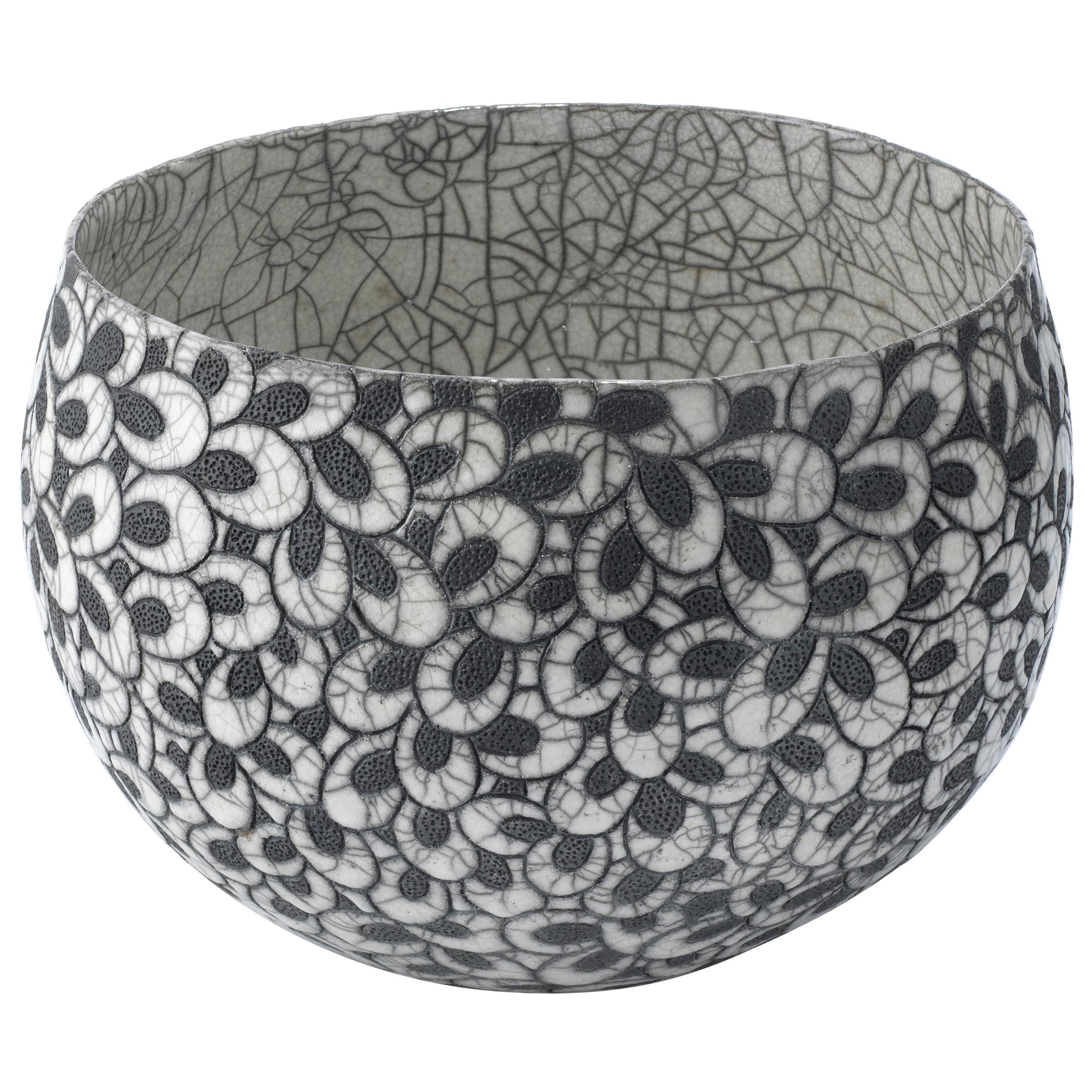Black and White Ceramic Bowl, Coupe Printemps II