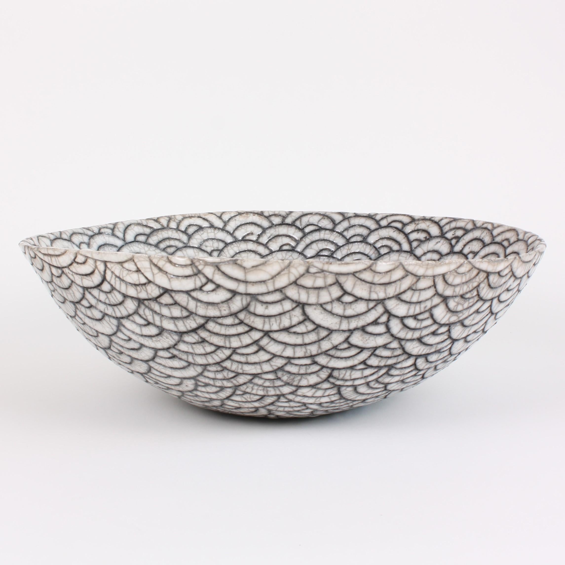 French Contemporary Black and White Ceramic Bowl, Coupe Japonaise III