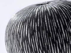 Contemporary Black and White Ceramic Globe Vase, Boule Strate, Large