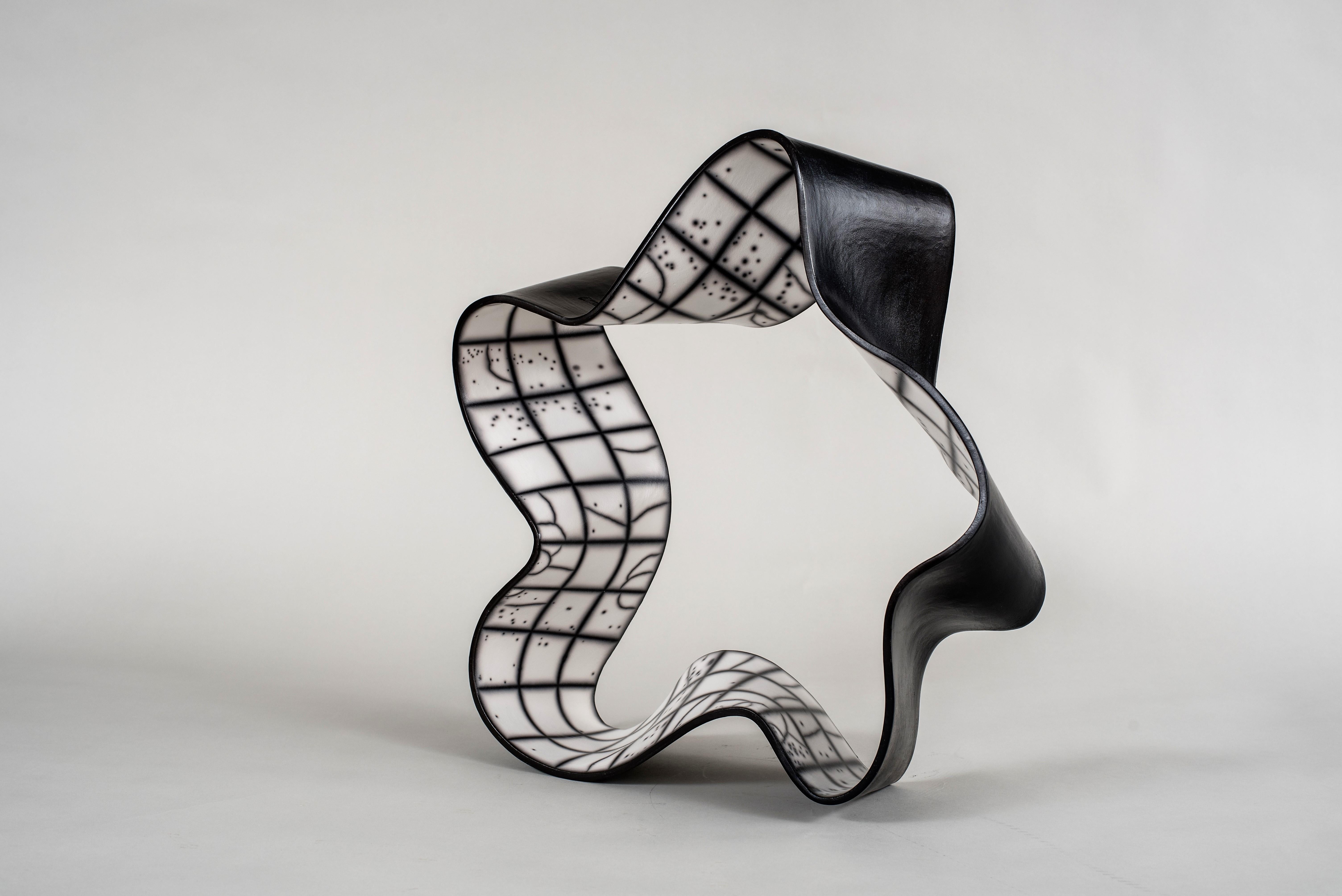 Minimalist Contemporary Black and White Ceramic Sculpture For Sale