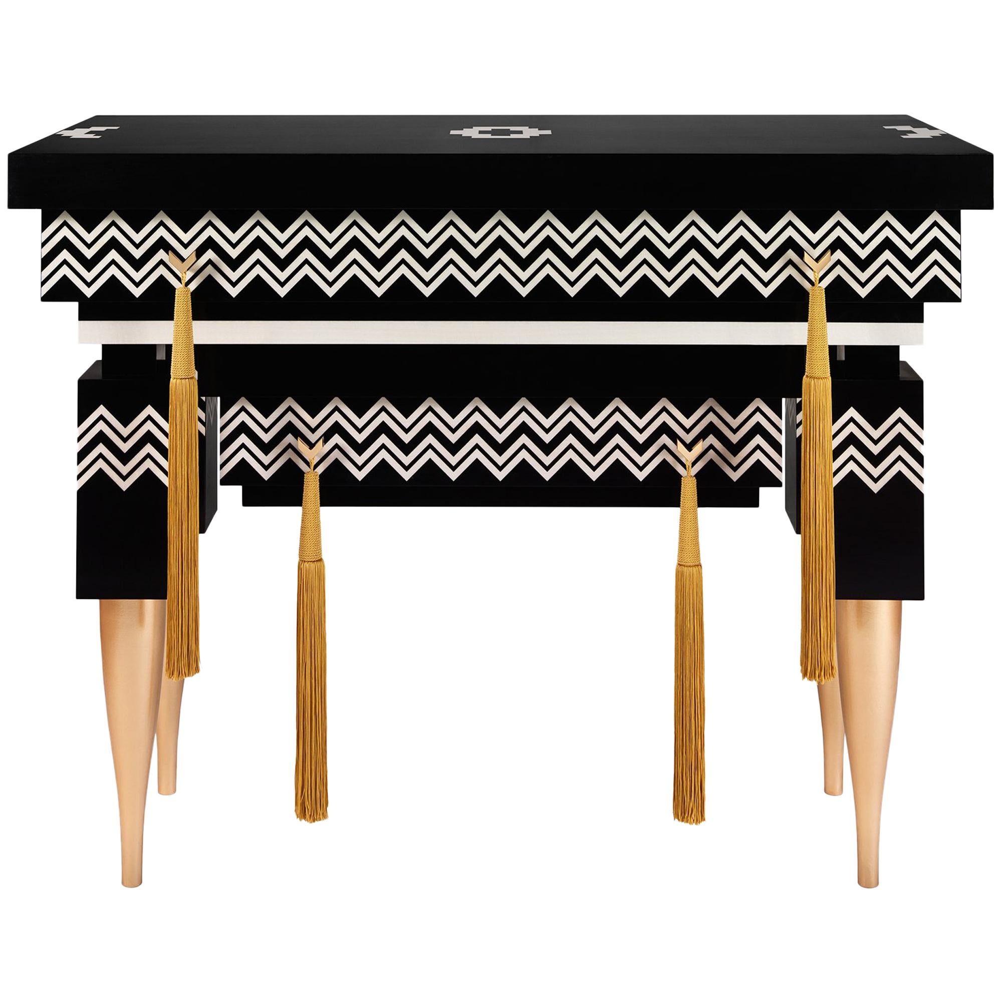 Contemporary Black and White Console For Sale