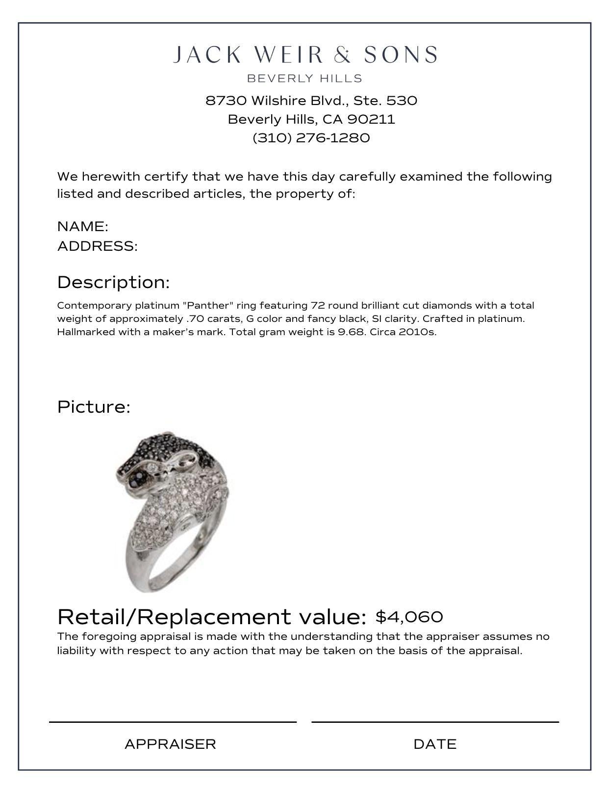 Women's Contemporary black and white diamond platinum 