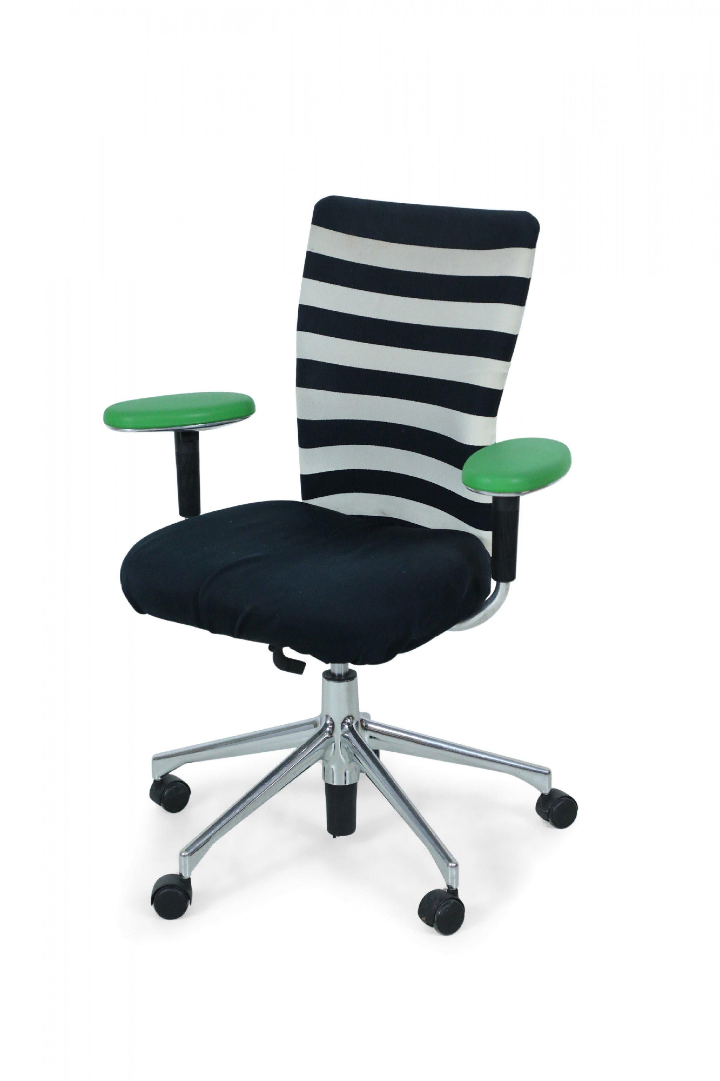 black and white striped office chair