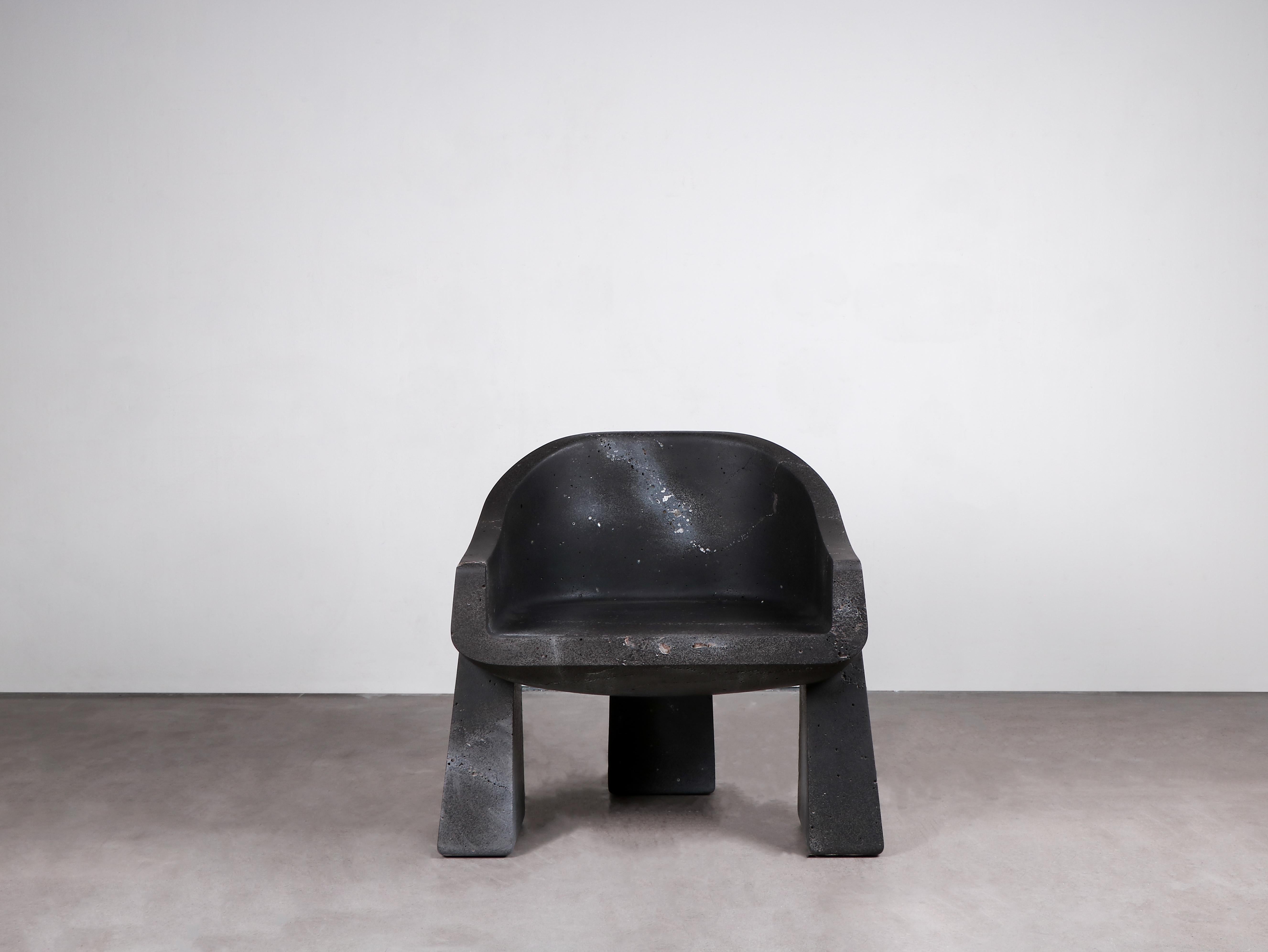 Modern Contemporary Black Armchair in Basalt, Klot Basalt Chair by Lucas Morten