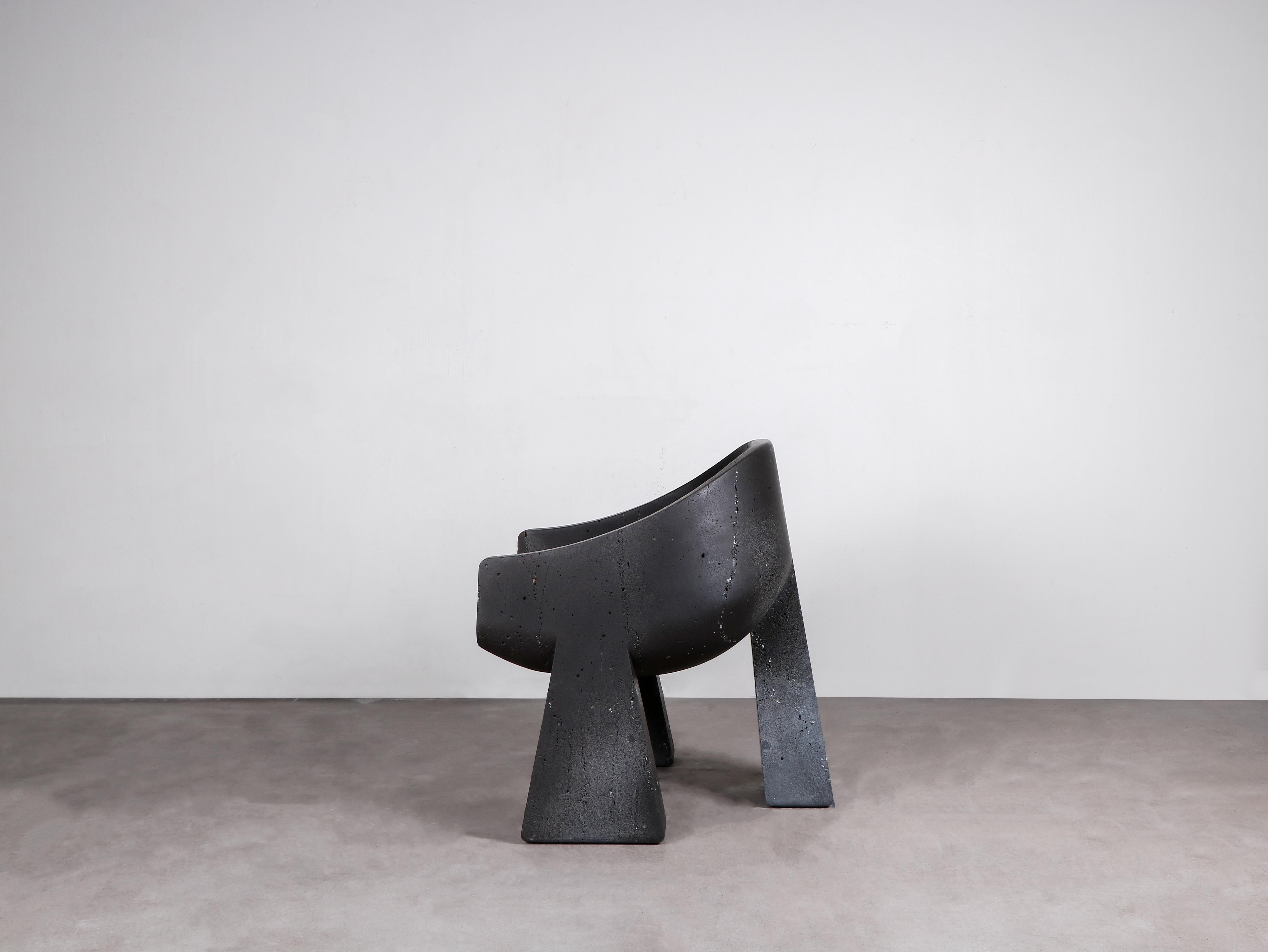 Swedish Contemporary Black Armchair in Basalt, Klot Basalt Chair by Lucas Morten