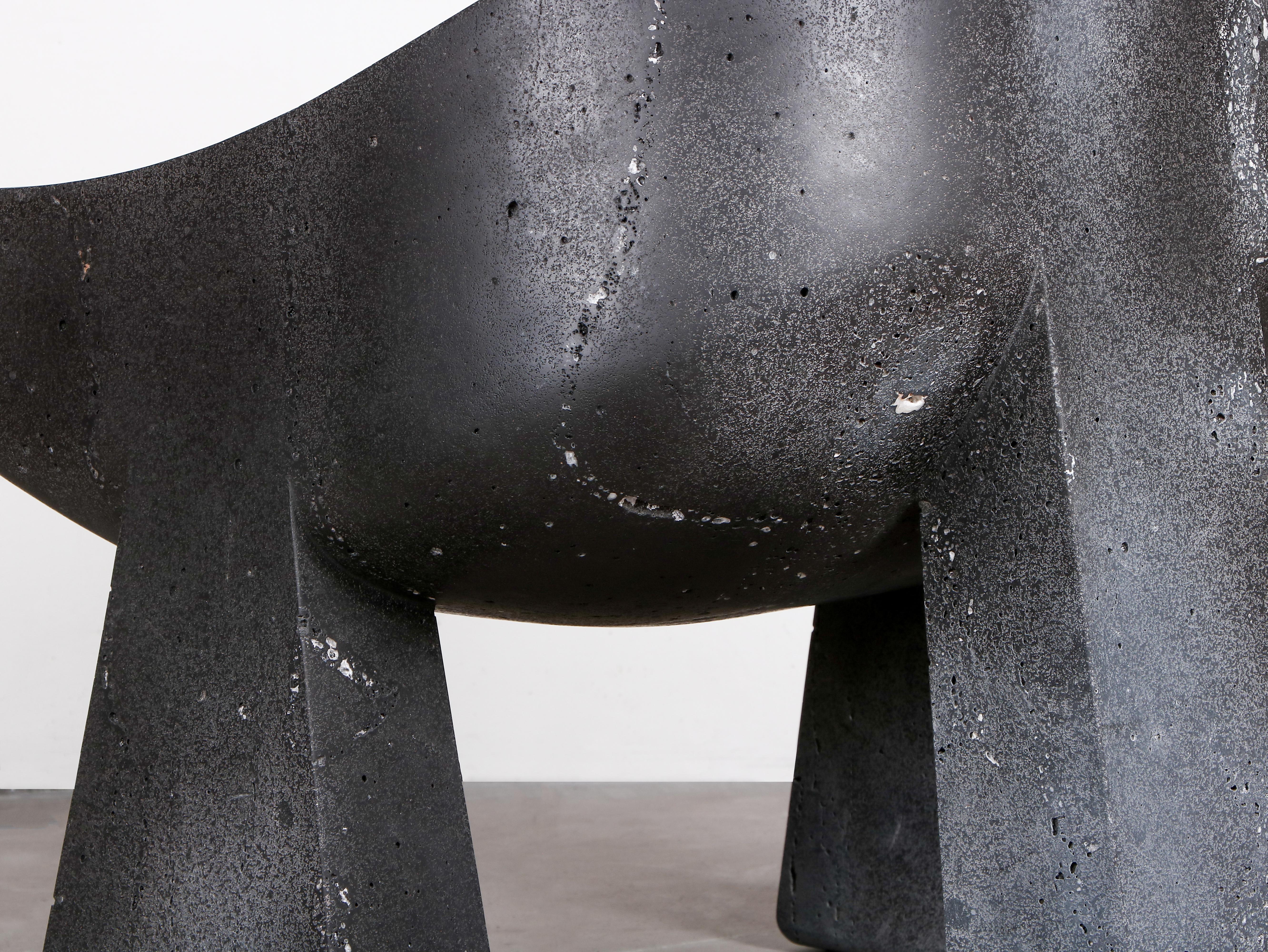 Contemporary Black Armchair in Basalt, Klot Basalt Chair by Lucas Morten In New Condition In Warsaw, PL