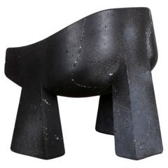 Contemporary Black Armchair in Basalt, Klot Basalt Chair by Lucas Morten