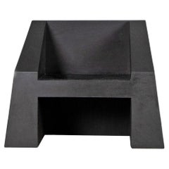 Contemporary Black Armchair in Hand-Waxed Plywood, Kub Chair by Lucas Morten