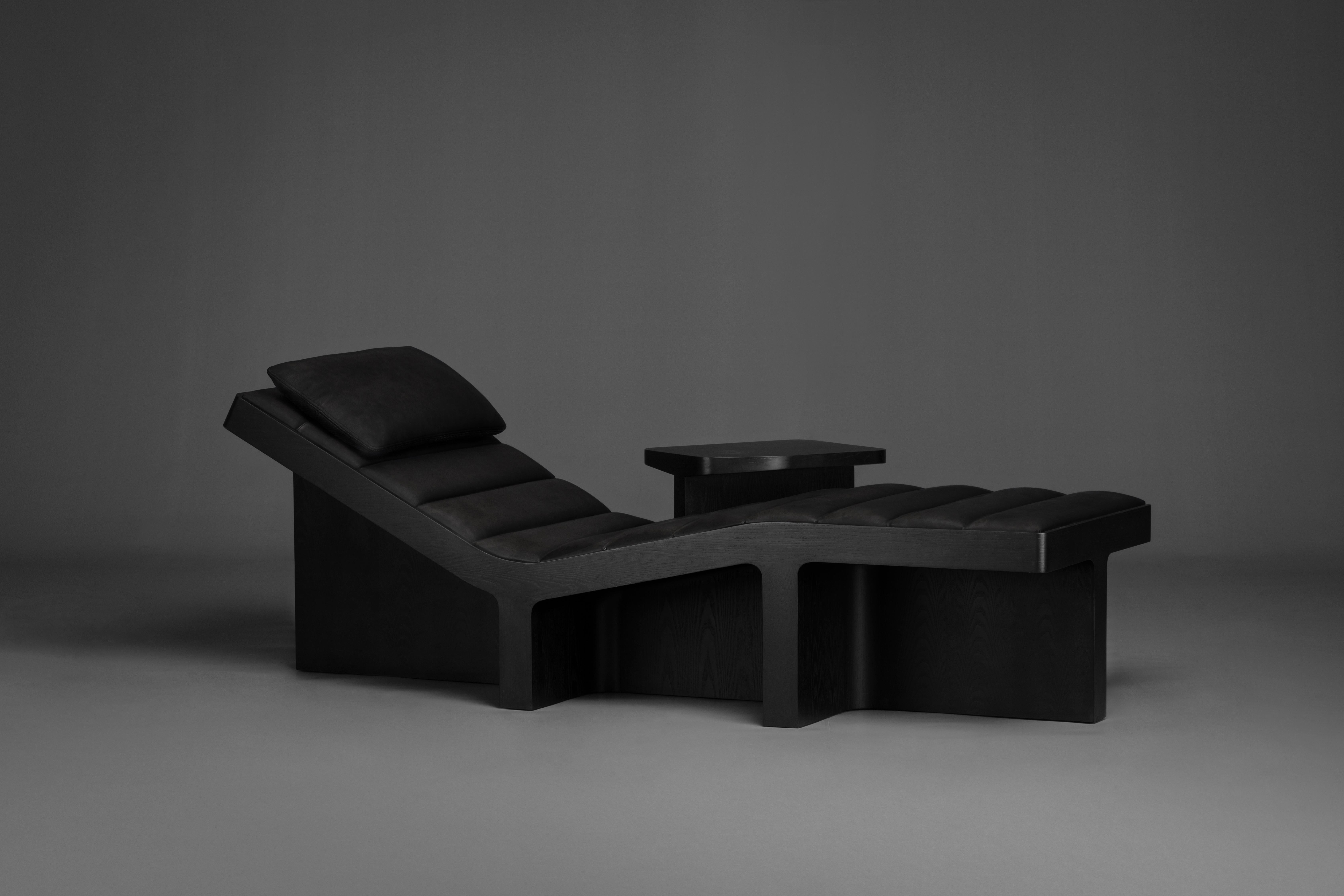 Hand-Crafted Contemporary black ash Weight of Shadow Chaise Lounge by Atelier V&F For Sale