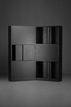 Contemporary black ash Weight of Shadow Screen Cabinet by Atelier V&F
