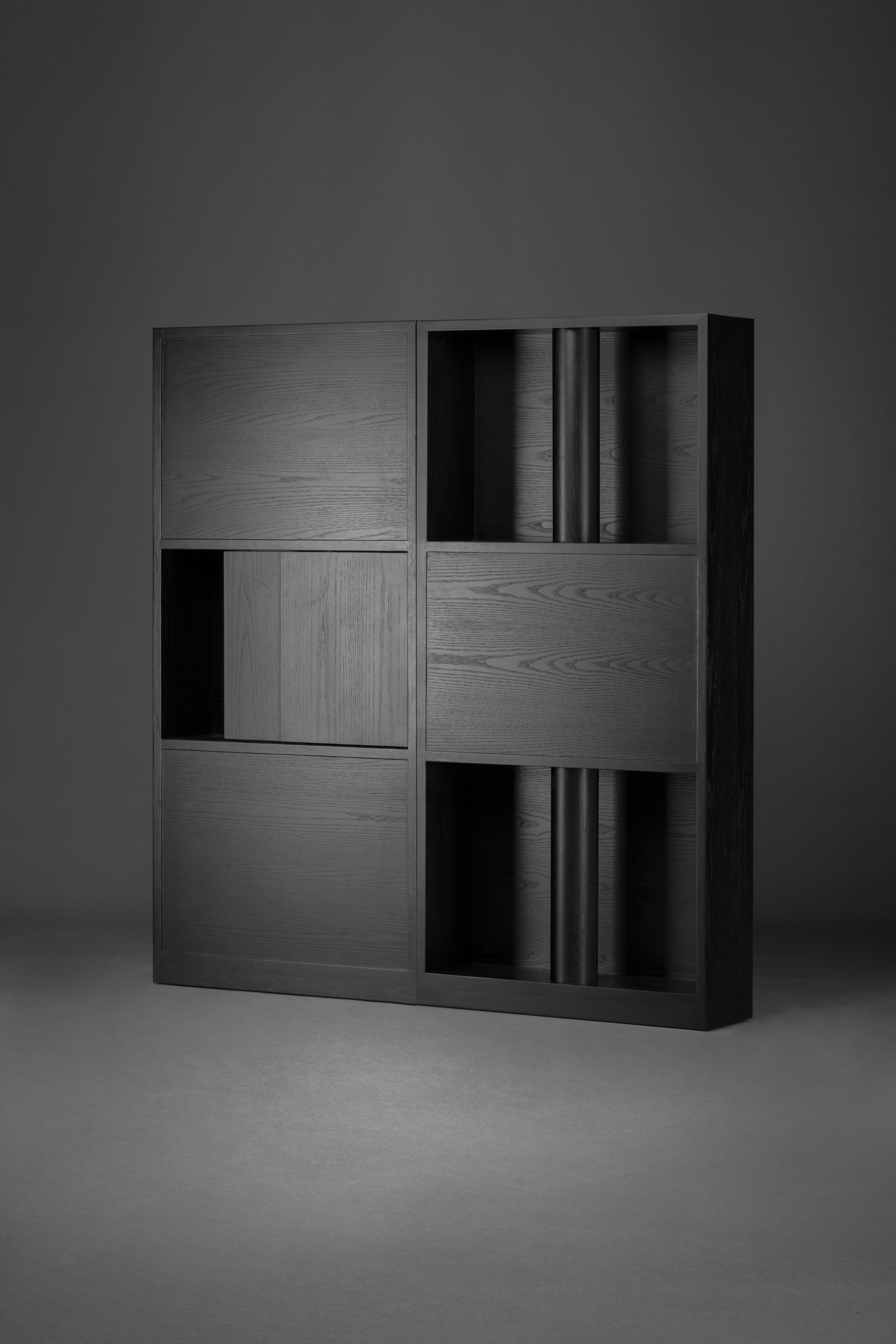 Ash Contemporary black ash Weight of Shadow Screen Cabinet by Atelier V&F For Sale