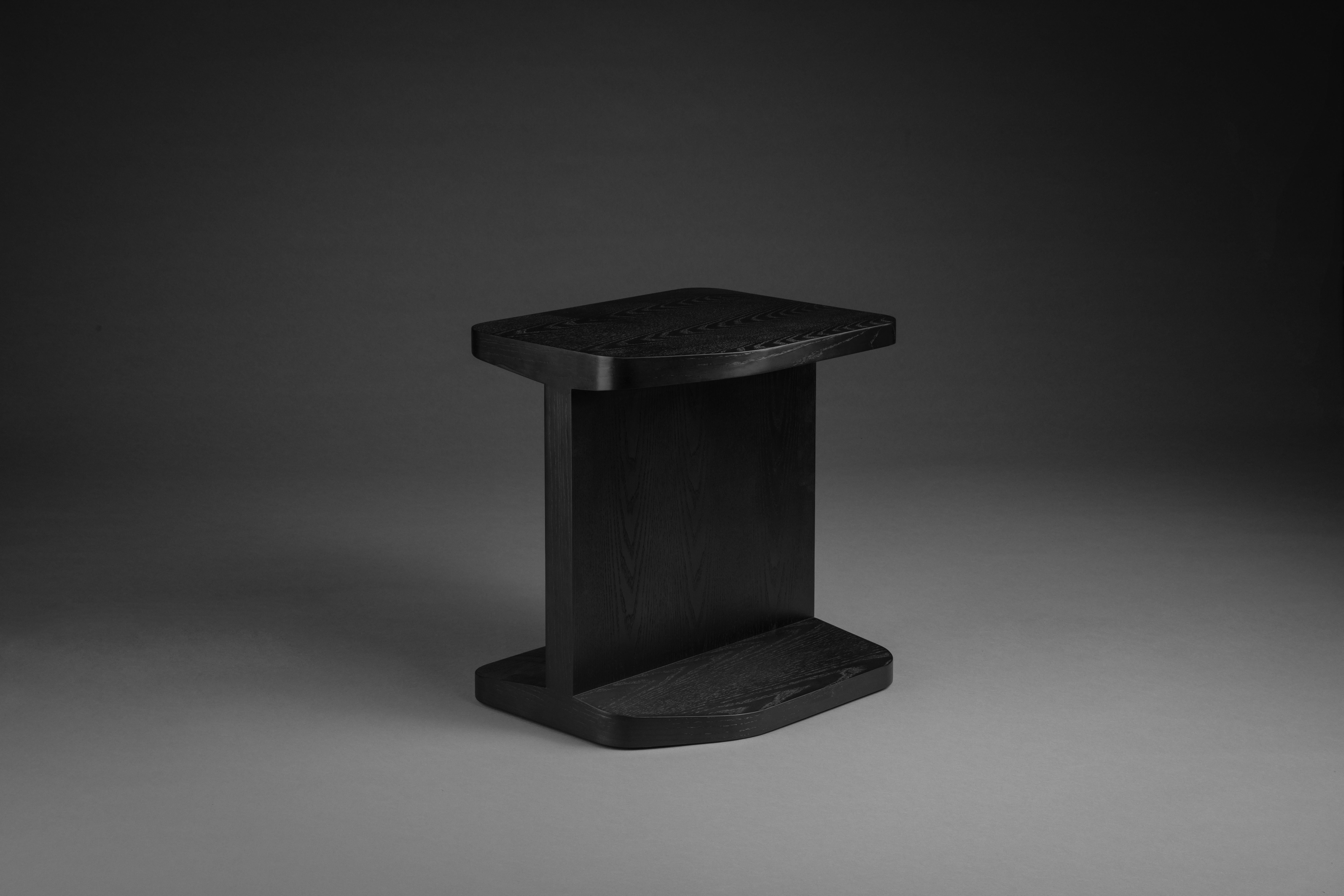 Contemporary black ash Weight of Shadow Side Table by Atelier V&F For Sale 2