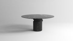 contemporary black ash wood and marble dining table M, disc table by barh.design