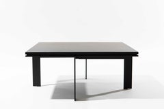 Table d'appoint carrée moderne et contemporaine, acier inoxydable et bois de frêne noir, Belgique