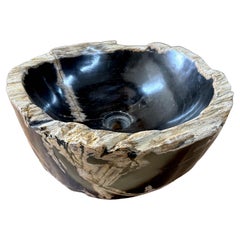 Fregadero Contemporáneo de Madera Petrificada Negro/Beige, Pulido, IDN 2025