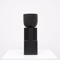 Contemporary Black Bowl in Iroko Wood, Goblet Bowl by Arno Declercq