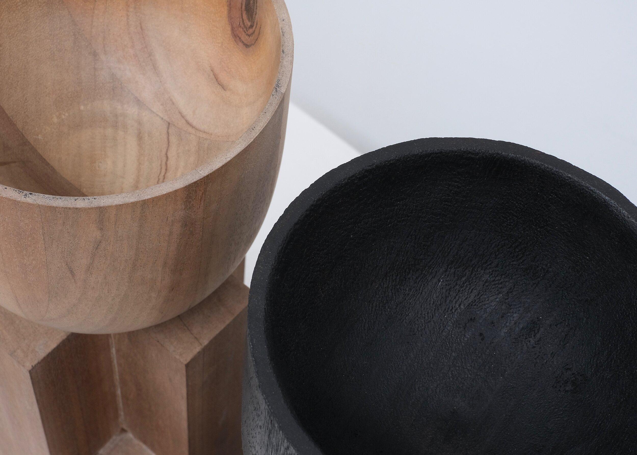 Contemporary Black Bowl in Iroko Wood, Goblet Bowl by Arno Declercq In New Condition For Sale In Warsaw, PL