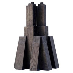 Contemporary Black Candle Holder in Oak, Bunker 2.0 by Arno Declercq