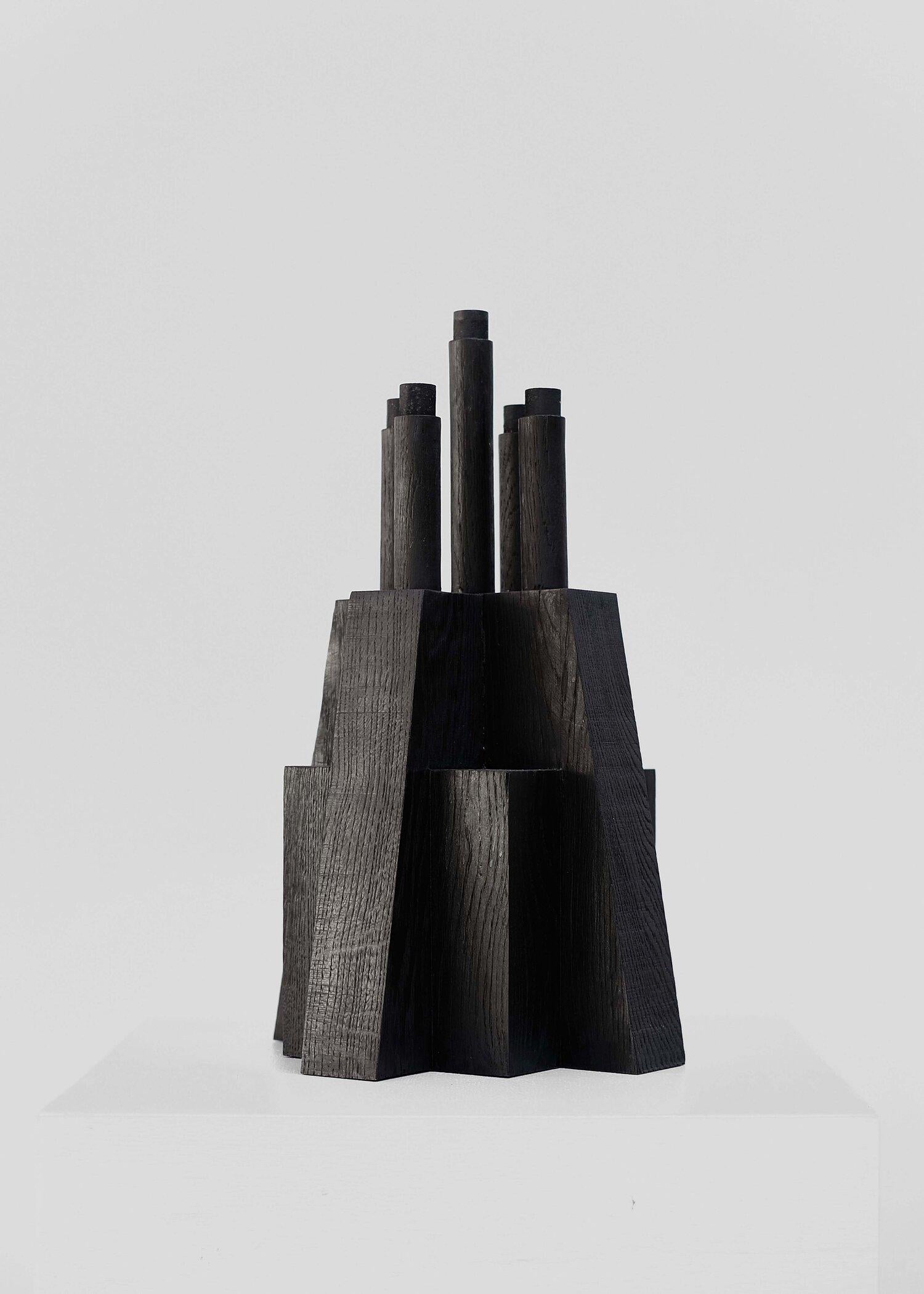 Contemporary black candle holder in oak, bunker by Arno Declercq

Dimensions: W 32 x L 32 x H 50 cm
Materials: Burned and waxed oak

Made by hand, in Belgium.

Arno Declercq
Belgian designer and art dealer who makes bespoke objects with