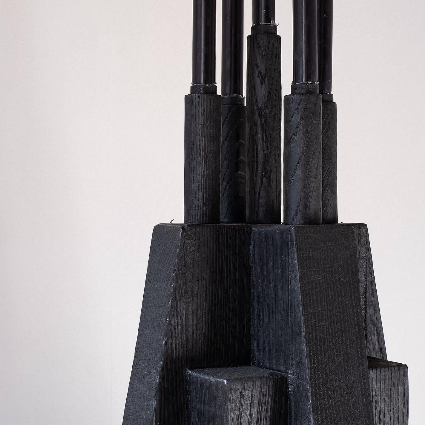 Contemporary Black Candle Holder in Oak, Bunker by Arno Declercq In New Condition For Sale In Warsaw, PL