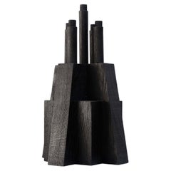 Contemporary Black Candle Holder in Oak, Bunker by Arno Declercq