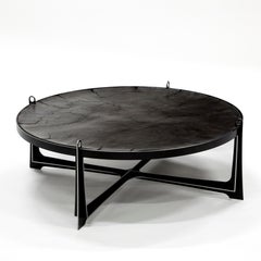 Contemporary Black Cement and Steel Coffee Table by Erwan Boulloud, France