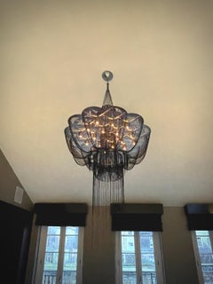 Contemporary Black Chain Laser Cut Steel Chandelier, Willow Lamp, South Africa