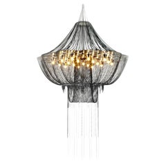 Contemporary Black Chain Laser Cut Steel Chandelier, Willow Lamp, South Africa