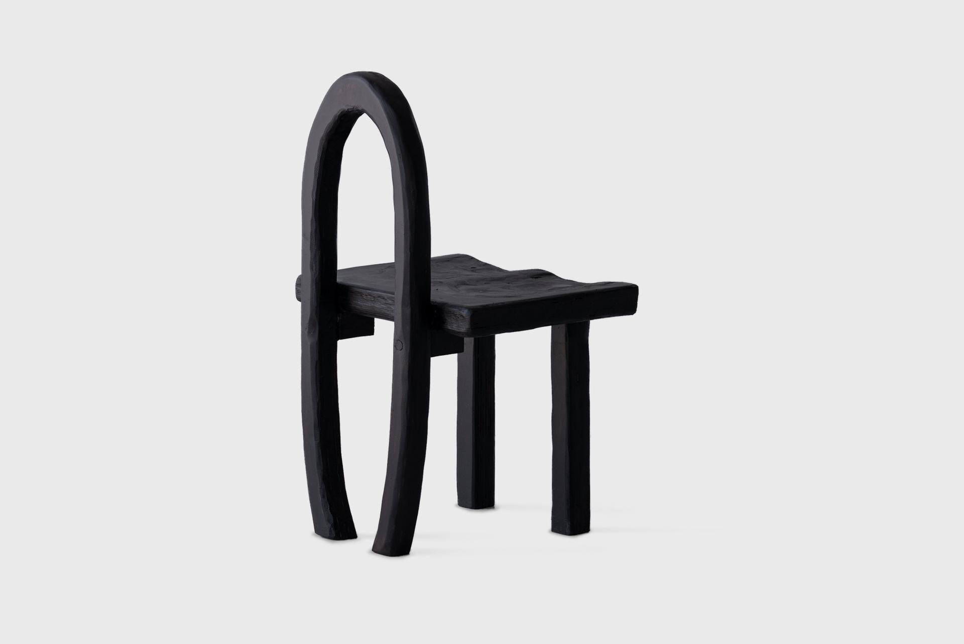 Contemporary Black Chair, Poplar and Birch Wood, Nifemi Ogunro, African-American For Sale 6