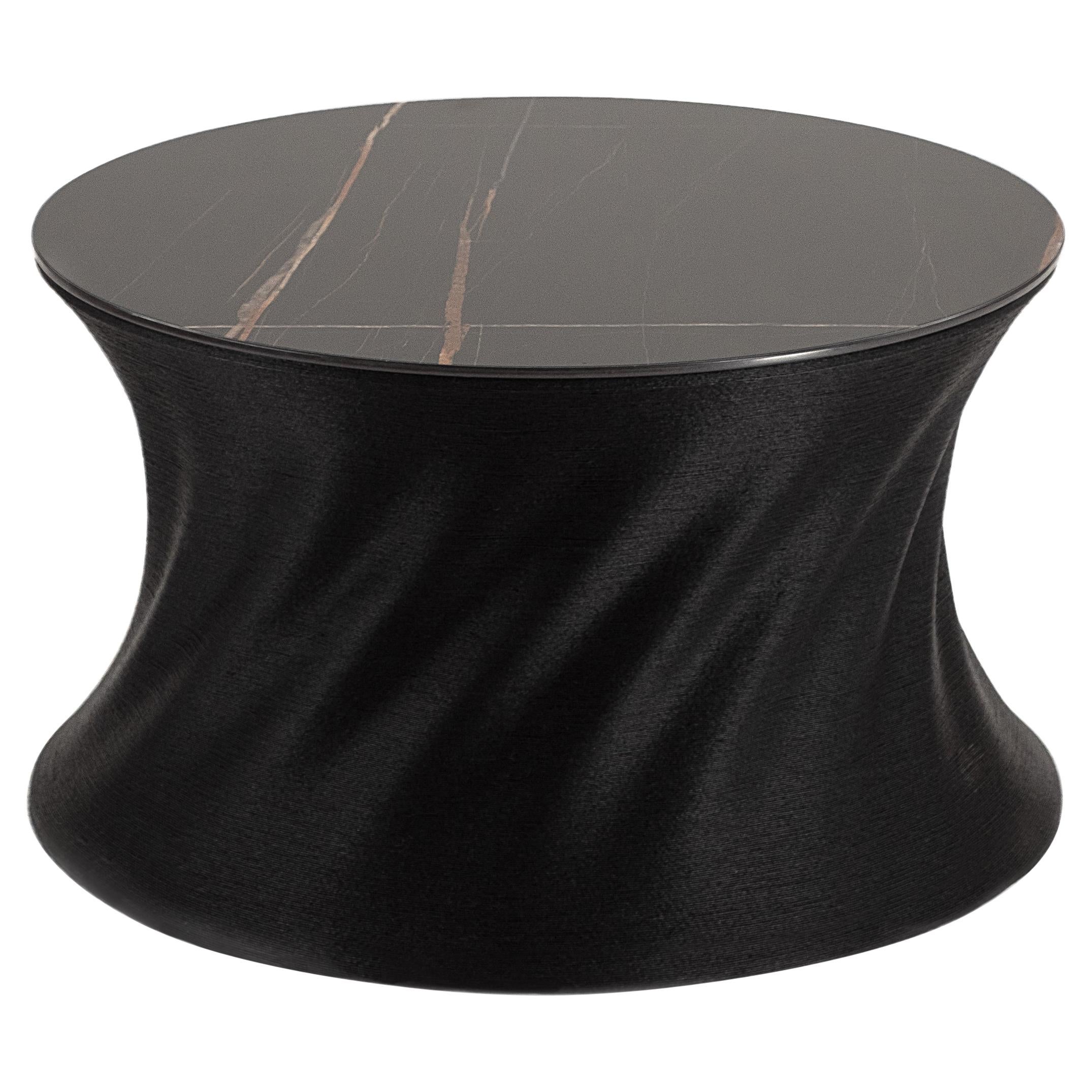 Table basse noire contemporaine, fabrication complémentaire en biopolymères, Italie en vente