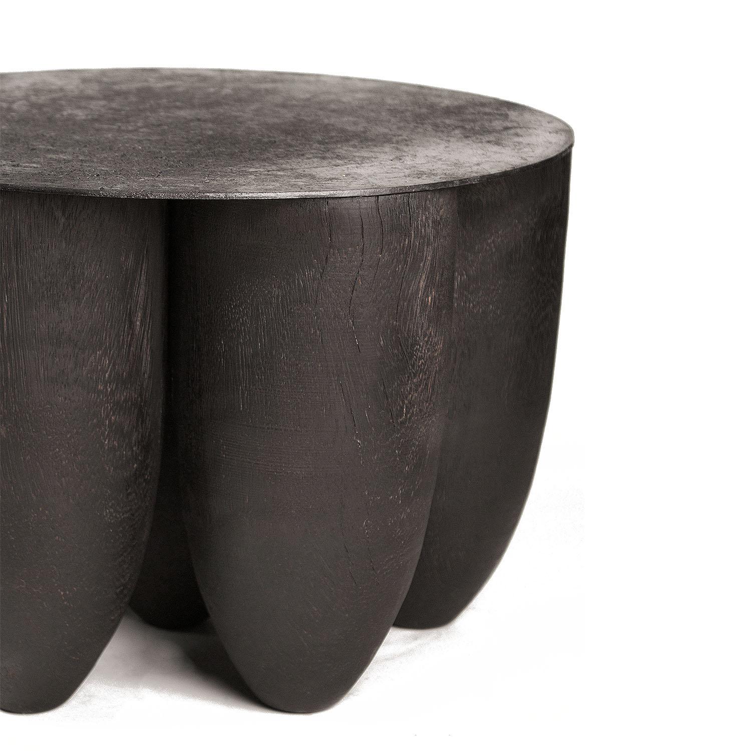 Modern Contemporary Black Coffee Table in Iroko Wood, Senufo by Arno Declercq For Sale