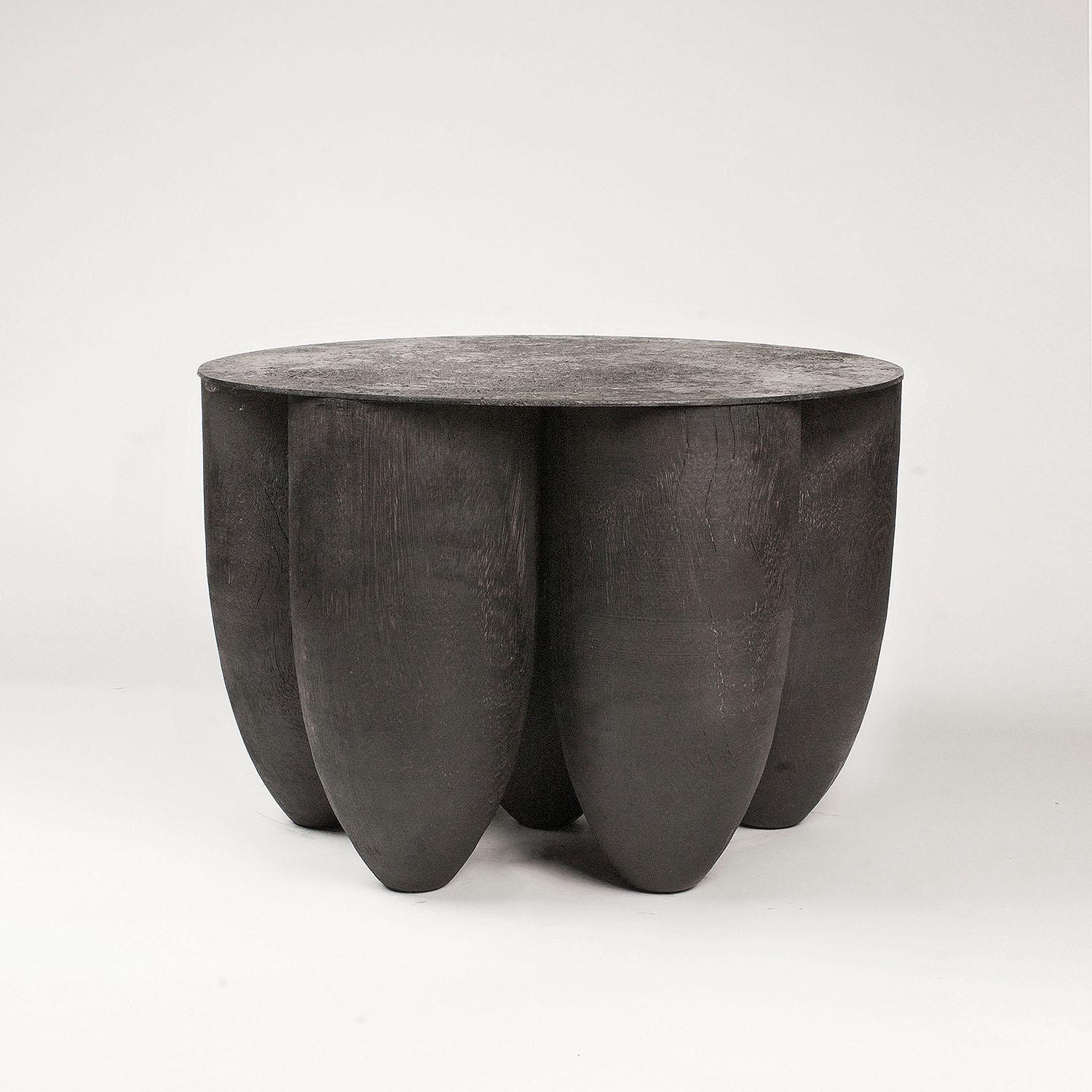 Belgian Contemporary Black Coffee Table in Iroko Wood, Senufo by Arno Declercq For Sale