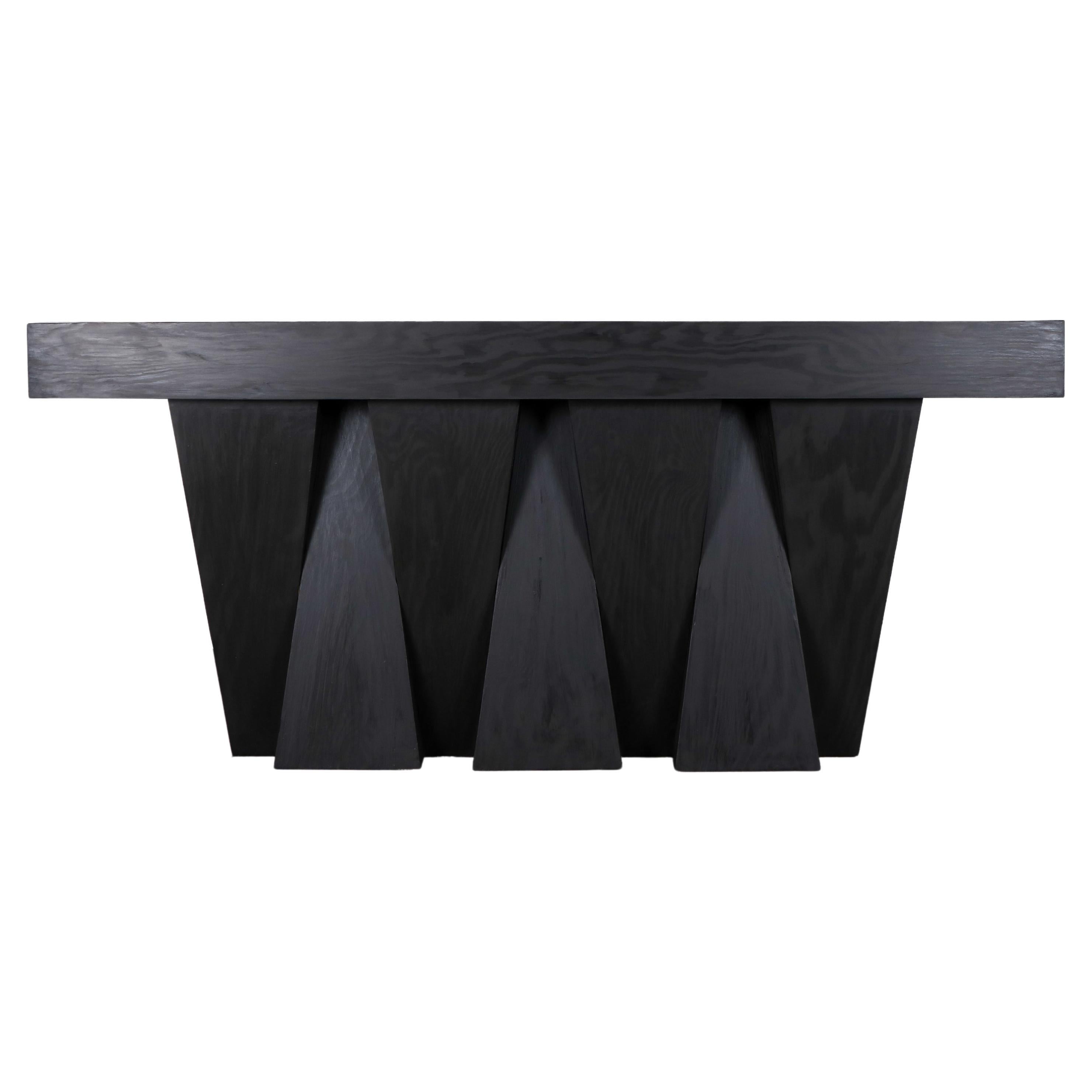 Contemporary Black Console in Hand-Waxed Plywood - Antites by Lucas Morten