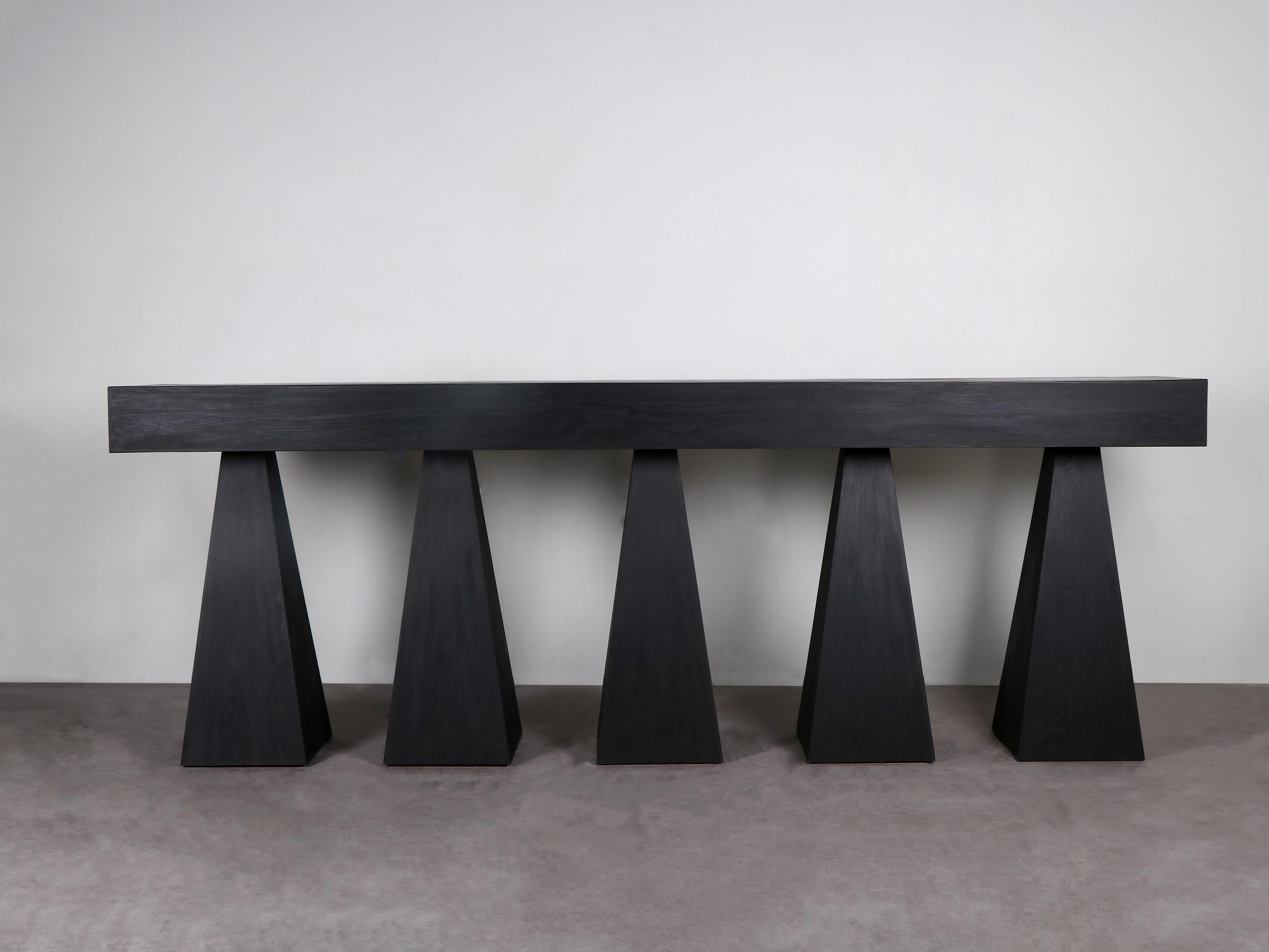 Modern Contemporary Black Console in Hand-Waxed Plywood, Bro Console by Lucas Morten