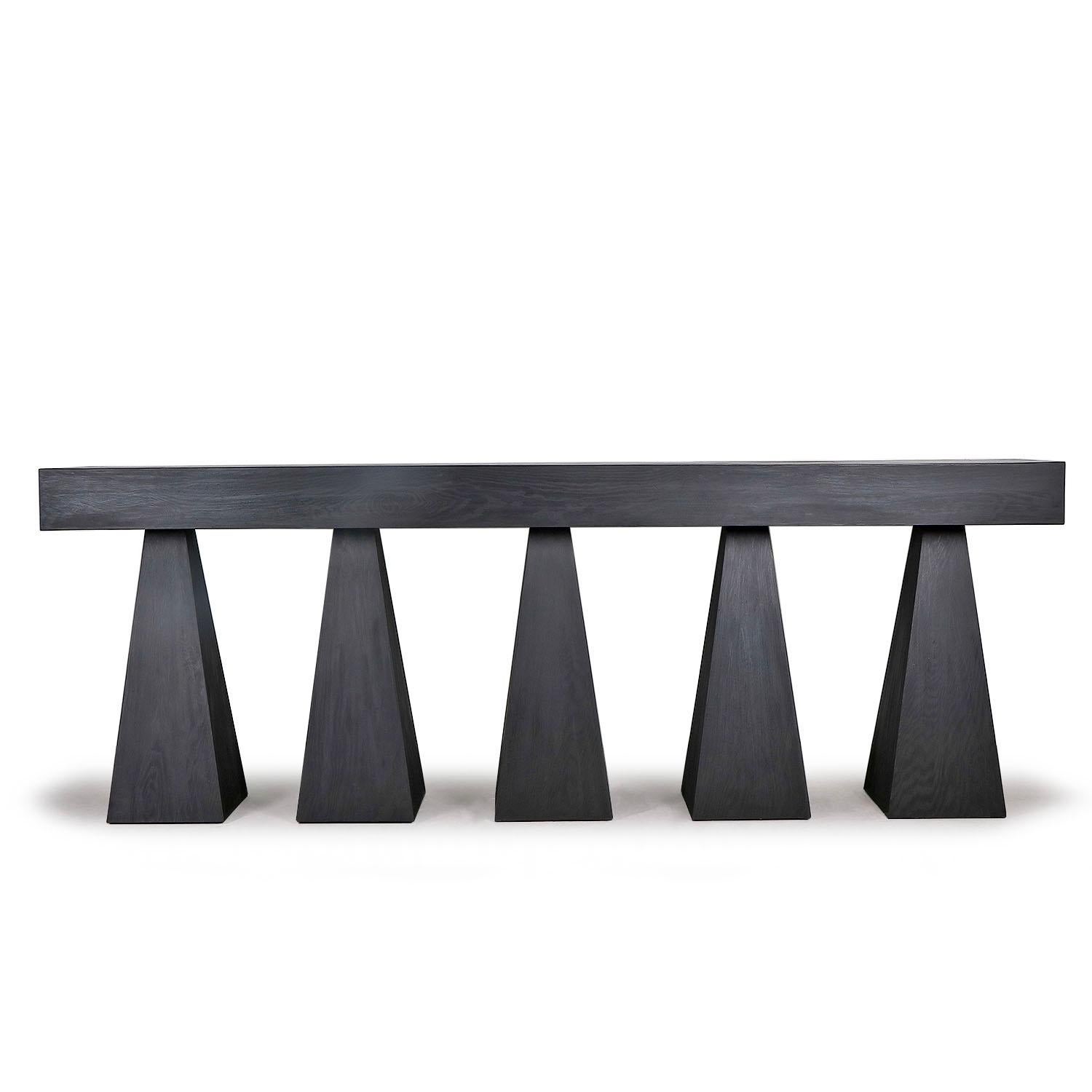 Contemporary Black Console in Hand-Waxed Plywood, Bro Console by Lucas Morten In New Condition In Warsaw, PL
