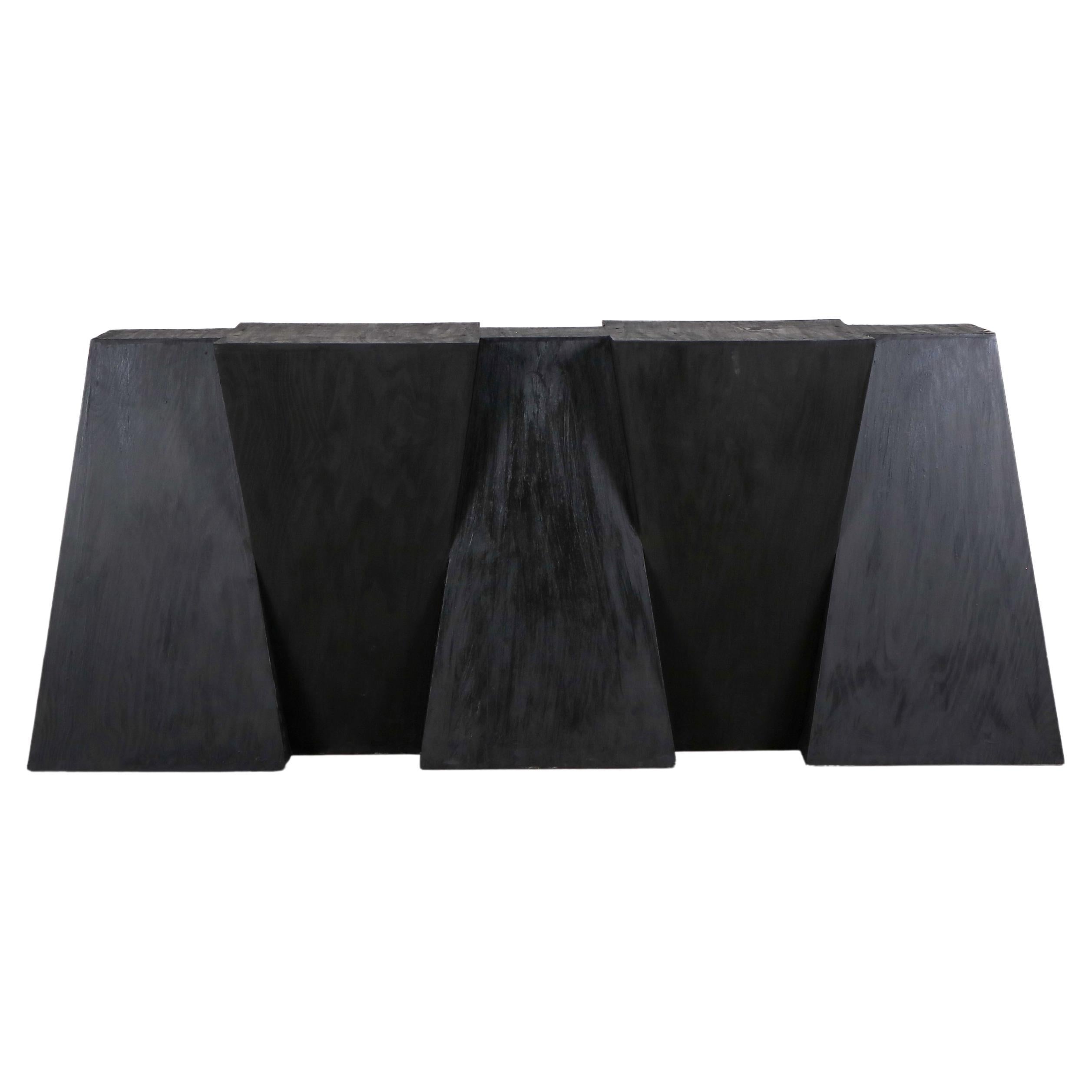 Contemporary Black Console in Hand-Waxed Plywood, Grav Console by Lucas Morten
