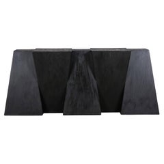 Contemporary Black Console in Hand-Waxed Plywood, Grav Console by Lucas Morten