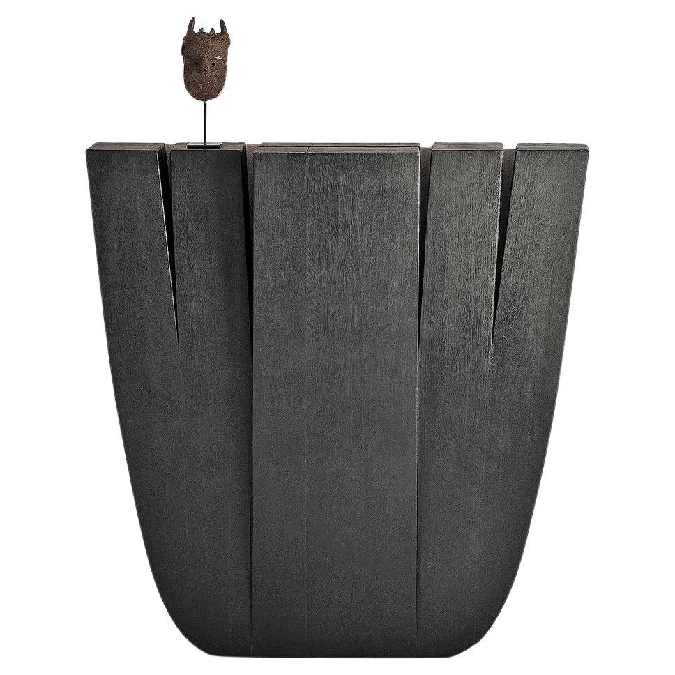 Contemporary Black Console in Iroko Wood, Hallway Table by Arno Declercq For Sale