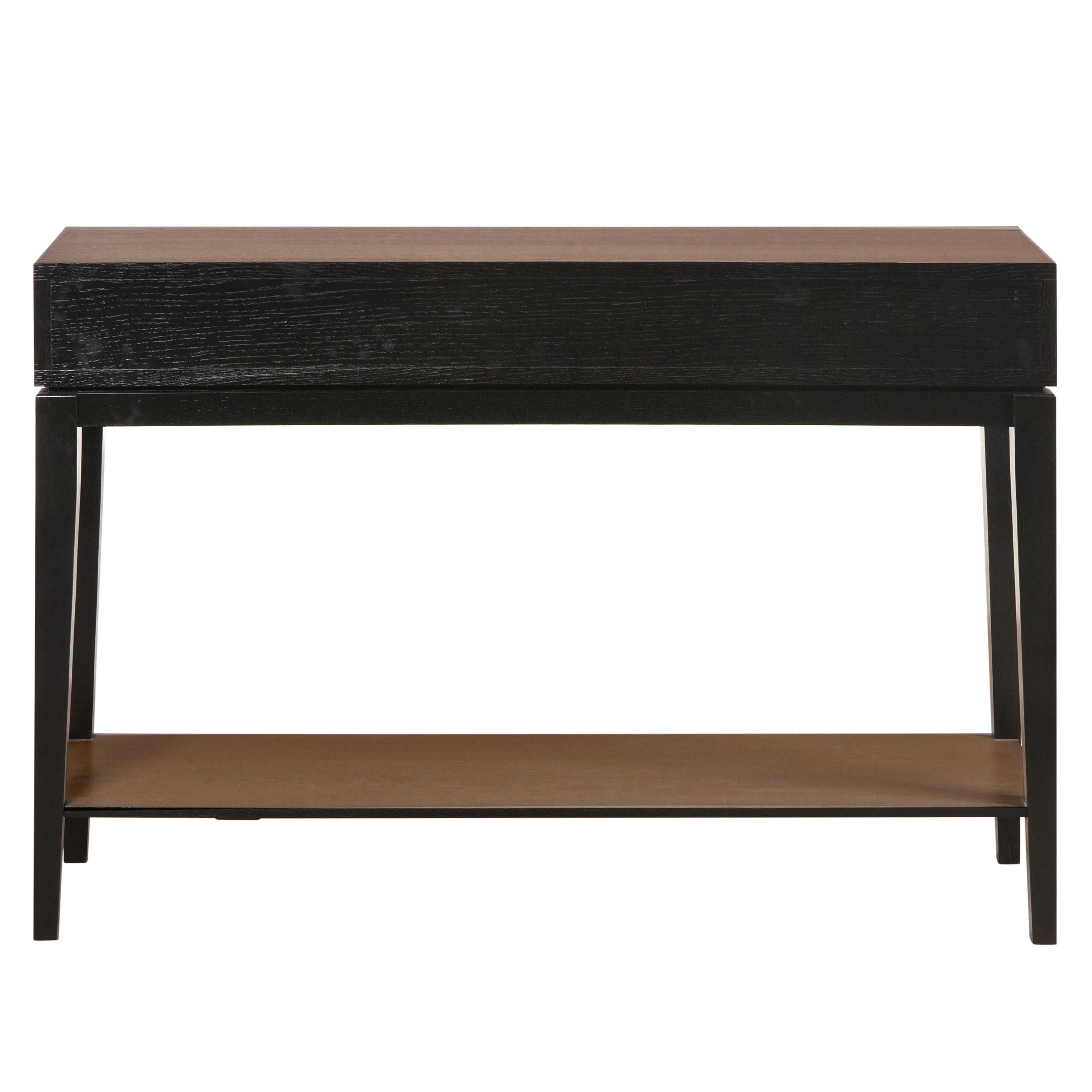 Consola francesa lacada en negro de madera maciza de roble del diseñador C. Lecomte Siglo XXI y contemporáneo en venta