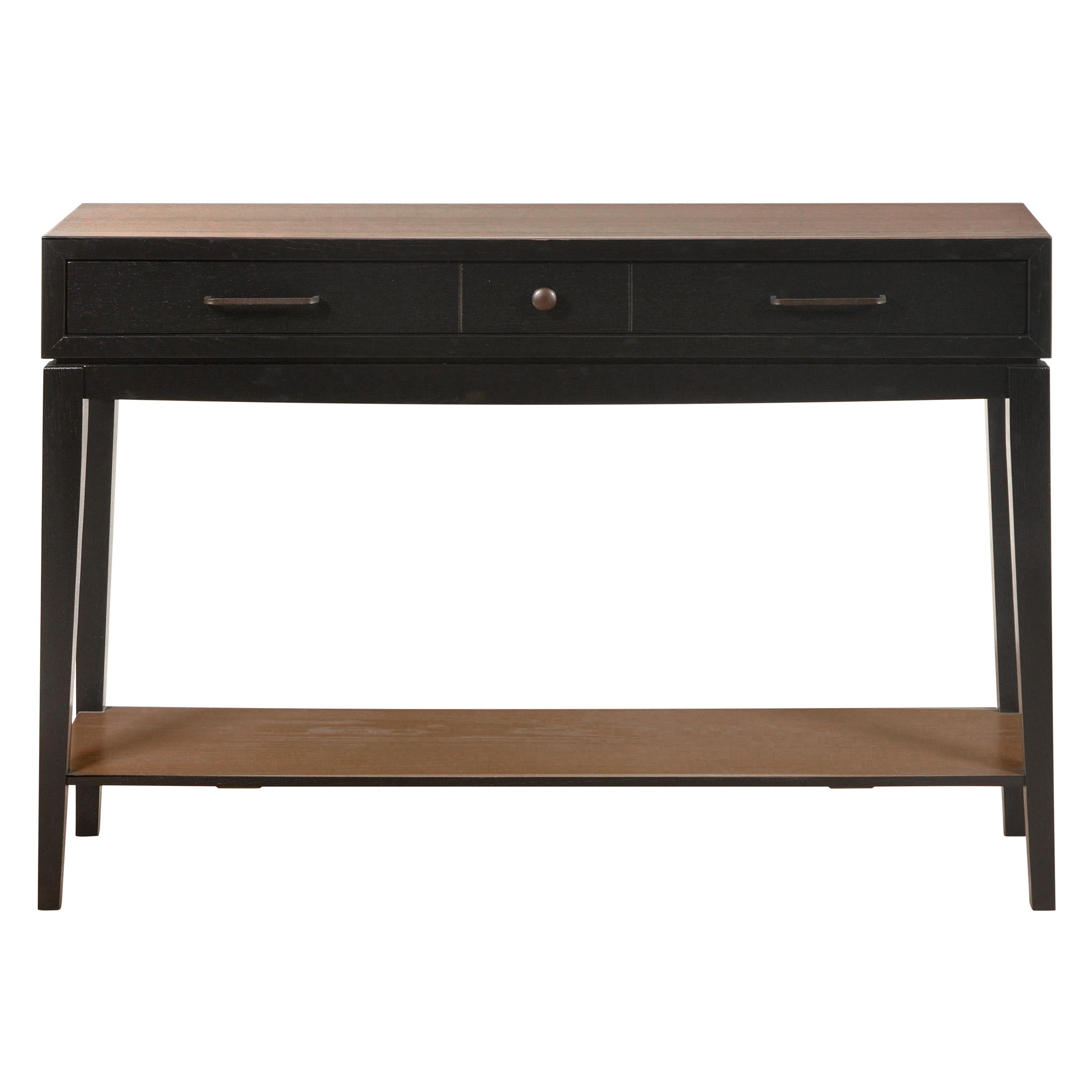 Contemporary Black Console Table in French Oak with One Shelf